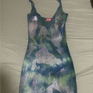 Diesel Shimmering Blue and Green Mini Dress